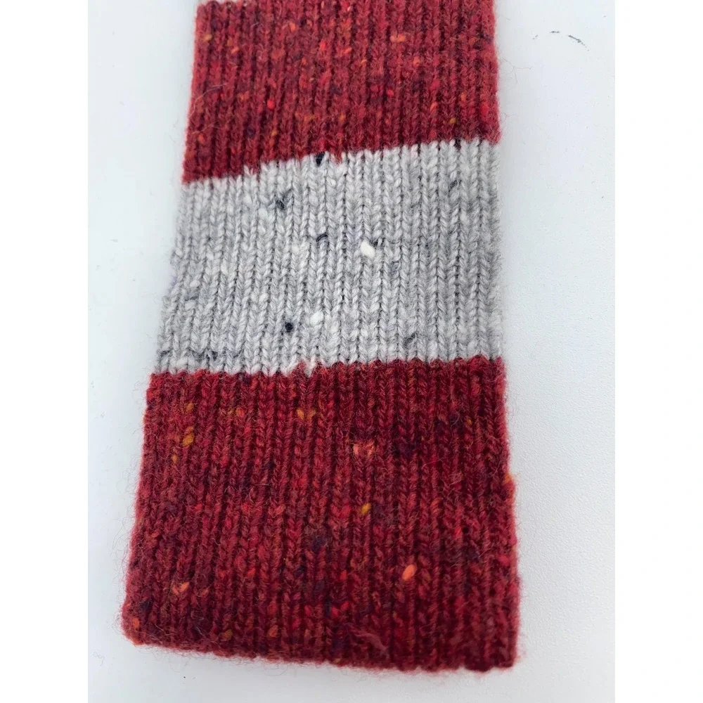 Eton Tie Mens Skinny Slim Red Gray Striped Wool Blend Professional Necktie